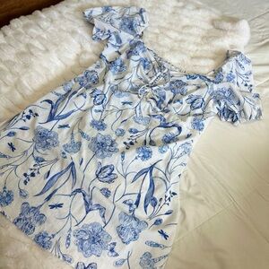 H&M Floral Blue and White Women's Dress